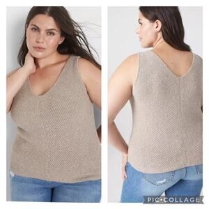Lane Bryant Beige Classic V Neck Sweater Tank Size 14/16